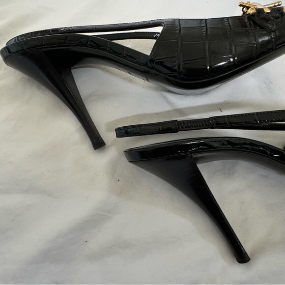 SAINT LAURENT BLADE SLINGBACK PUMPS IN CROCODILE-EMBOSSED PATENT LEATHER - Picture 9 of 9
